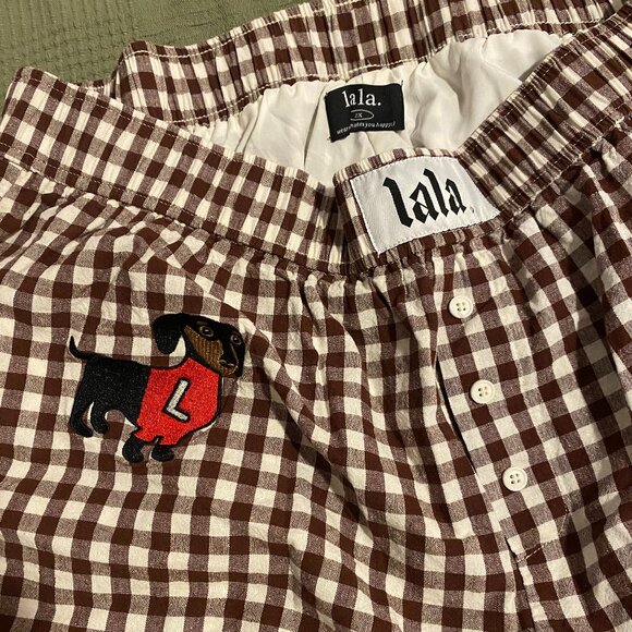 Dressed in Lala - Sassy Little Sausage Gingham Boxer Shorts 2X - Picture 3 of 3